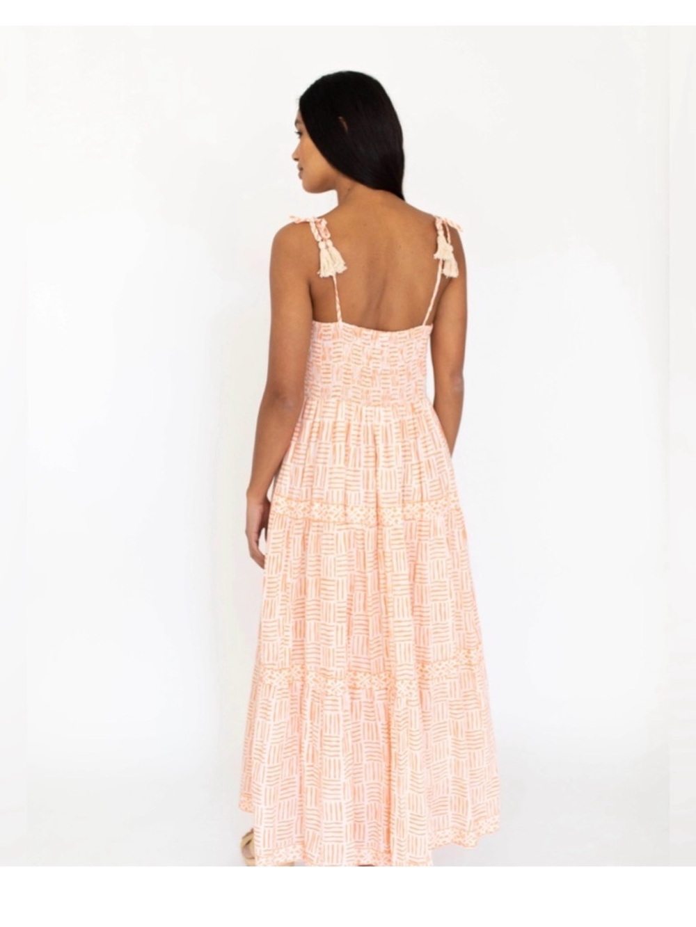 MAREA | Veranda Sleeveless Printed Maxi Dress in Melon/White, Size large - Picture 2 of 12